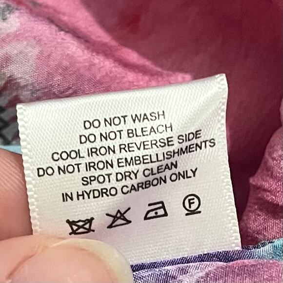 Moda Baronessa Women’s Ponce Dress S Pink 100% Silk Bohemian Colorful Artsy NWT - Picture 10 of 10